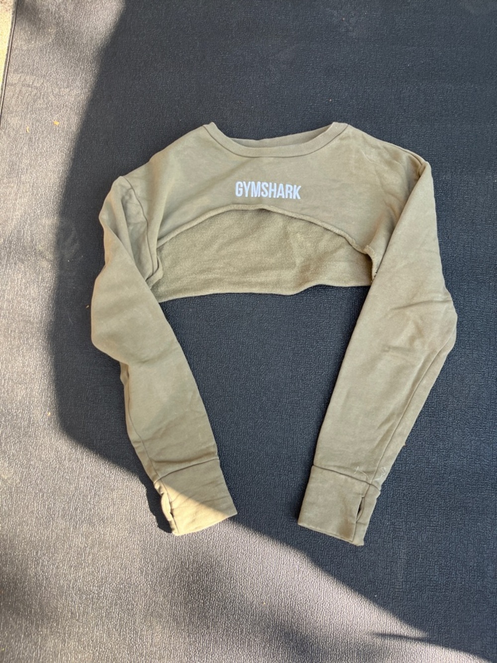 Gymshark Olive Cropped Long Sleeve Pullover with White Logo
